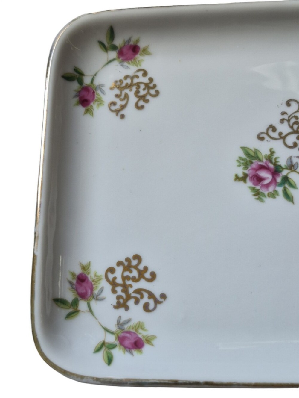 Floral I.W. Rice Company Pink Rose Gold-Accented Porcelain Dresser Tray - Picture 5 of 10
